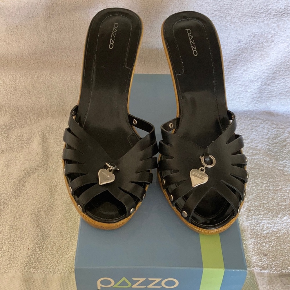 Pazzo Tammi black leather heels 7.5